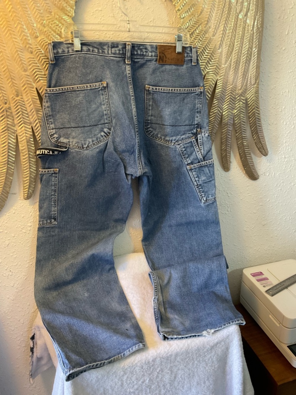 Nautica Men’s y2k vintage loose baggy Relaxed Cargo Jeans 33 x 34 - Picture 7 of 13